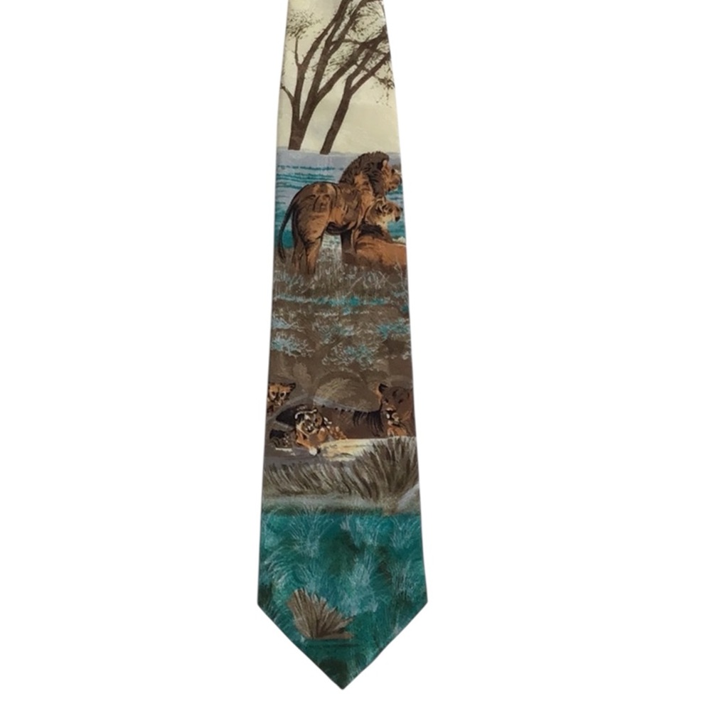 Made In USA Lost Kingdom‎ Lion Tiger Jungle Neck Tie